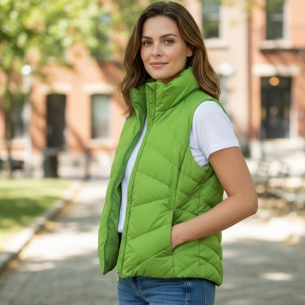 Kenneth Cole Reaction Women's L Down Puffer Vest Spring‎ Green